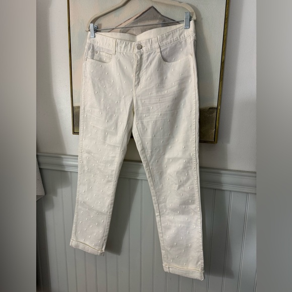 STELLA MCCARTNEY Off White Skinny Boyfriend Star Embroidered Jeans Sz 30 - Picture 3 of 7